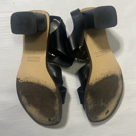 EVERLANE ITALIAN LEATHER BUCKLE SANDALS BLACK SIZE 7 - Picture 2 of 7